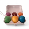 6 kulørte miniature påskeæg i træ til ophæng