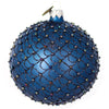 marineblå julekugle med perler og glitter