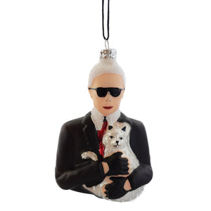 Den tyske modeskaber Karl Lagerfeld julekugle med kat