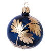 indigo mørkeblå julekugle med guldblade