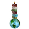 Globus julekugle med byskilte til London Paris Rom og New York