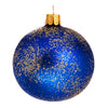 blå julekugler med gulddrys