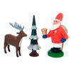 Sæt med 3 julefigurer i træ: Rensdyr, julemand og juletræ