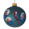 petroleumsblå julekugle med papegøje