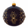 mundblæst sort julekugle med guld dekoration