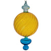 Mundblæst ornament med swirl striber i gul og blå